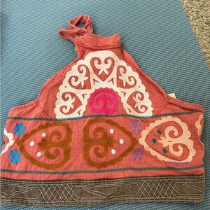 Free People Embroidered halter Top